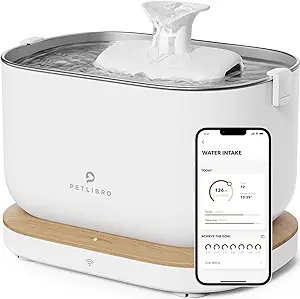 PETLIBRO App Monitoring Cat Water Fountain with Wireless Pump, 2.5L/84oz Dockstream Pet Water Fountain for Cats Inside, Automatic Cat Water Dispenser with 2.4GHz Wi-Fi, Smart Fountain, App Control

Easy Cat Care: Easily set a hydration goal in the app, and the PETLIBRO Dockstream App Monitoring Cat Water Fountain will track your cat’s drinking volume, frequency, and time, allowing you to better understand your cat’s health condition.
PawSense Health Monitoring System: The PETLIBRO app uses this system to comprehensively record hydration data and provide you with access to clear and easy-to-read reports, ensuring your cat is healthy. (The device only supports 2.4GHz Wi-Fi networks, 5GHz networks are not supported.)
Easy to Clean & Install: The cat fountain features a detachable water tank design for easy refilling. The wireless water pump is easier to detach than a wired one, and there are no tangled cables to worry about when cleaning the pump and tank. (This pet water fountain for cats is wall-powered. Only the water pump is wireless)
Pure Water in Any Mode: Choose between the continuous flow mode or the intermittent mode to suit your cat’s preference. The multi-layer filtration system removes heavy metals, dirt, and other harmful substances to provide fresh, clean water. To maintain your pet’s health, it’s recommended to change the filters and clean the pump and this cat waterer fountain every two weeks. (Please search “B0B7HXNJRP” to buy the official filters.)