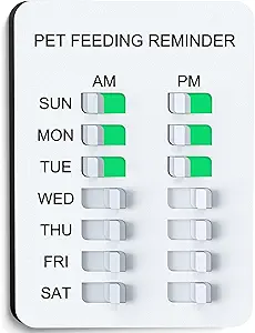 Magnetic Dog Feeding Reminder with Sticker, Dog Accessories, Daily AM/PM Chart Sign Each Week, Helps You Track Pet Feeding & Medication, Easy to Use on Fridge, Wall, Food Storage Bin