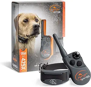 ADVENTURE READY: Unleash your dog's adventurous spirit with our shock collar for dogs, designed to ensure your control and your dog's safety even when they're exploring far-off areas. The SportDog Brand FieldTrainer 425X Remote Trainer, a dog shock collar with remote control, boasts an impressive 500-yard range and can support training up to 3 dogs with the same remote with purchase of additional collars (SDR-AXS).
CUSTOMIZED TRAINING: Experience no look operation and ease-of-use with our SportDog Brand training collar with remote, offering more levels of stimulation for customized training. This shock collar for large dogs allows you to adjust the intensity of the static stimulation to match your dog's sensitivity and response, ensuring a humane and effective training experience.
MULTIPLE MODES: Choose from a variety of training modes with our training collars for large dogs, including tone, vibrate, and static stimulation. The FieldTrainer 425X, one of the best e-collars for dog training, offers 21 levels of static stimulation in medium/high ranges, ensuring effective communication with your dog.
WEATHERPROOF: Train your dog in any weather with our e-collar, the FieldTrainer 425X, equipped with DryTek technology and waterproof up to 25 feet. This device, one of the best shock collars for dogs, is perfect for training sessions at the beach, lake, or during rainy days, adding durability and longevity to your training equipment.