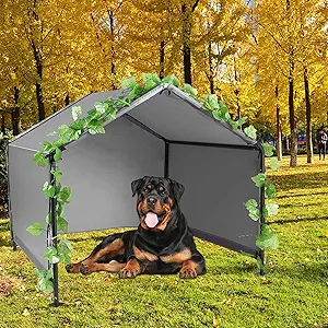 Dog Shade Shelter Outdoor Tent for Small Medium Large Dogs, Waterproof Sun Protection Pet House for Dogs, Small Animals and Livestock, Pet Canopy with Upgraded Doors and Ground Nails