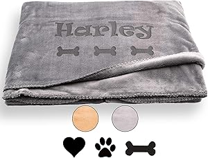 Custom Catch Personalized Dog Blanket - Gray or Beige - Extra Large