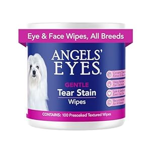 FOR ALL DOGS & CATS: 100 premium diamond textured hypoallergenic wipes for pet eye cleaning, skin care and wrinkle grooming. Angels' Eyes is the #1 trusted and #1 selling brand.
GENTLE AND SAFE: Gentle and safe for everyday use. Cleaning and odor-control for paws, body, and butt, perfect for daily long-term use which helps reduce and prevent tear staining.
REMOVE EYE DISCHARGE: Helps keep eyes clear by removing dried mucus secretions and discharge to help reduce the risk of eye irritations and itching caused by foreign matter. Great for all dog breeds and cats. Bleach-free, hypoallergenic
FOR MORE THAN JUST TEAR STAINS: Our gentle formula tackles tear stains as well as cleaning wrinkles, and removing gunk from allergies and play, keeping your dog’s face fresh and clean.
HYPOALLERGENIC & GENTLE: Chamomile Extract and Aloe Vera help calm and soothe irritated skin and eye areas. No rinse formula. Hypoallergenic.