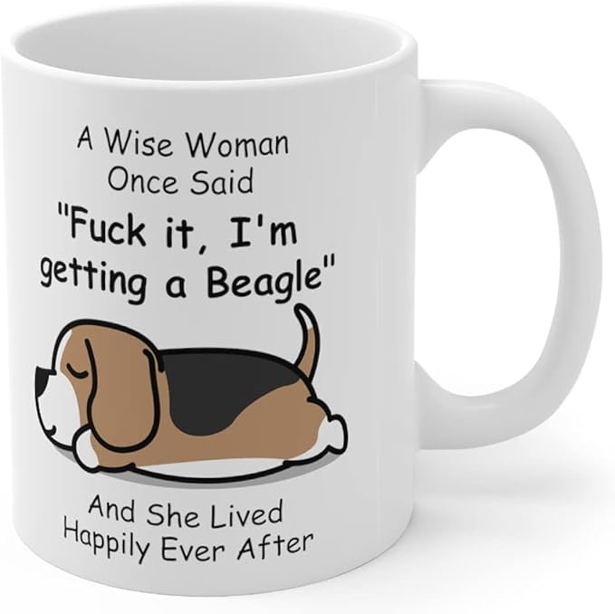 Funny Lazy Beagle Gifts For Women Beagles Lovers Coffee Mug For Dog Mom Gift Mother's Day 2024 Christmas Fun Cup Quotes Wise Woman Once Said White 11oz