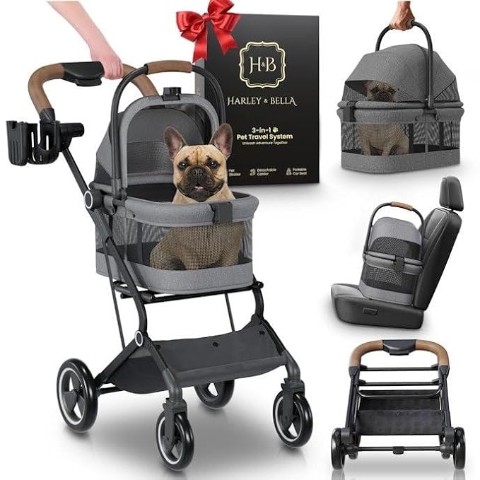 Oxford Fabric
𝗠𝗔𝗫 𝗖𝗔𝗣𝗔𝗖𝗜𝗧𝗬 25𝗹𝗯𝘀: Durable Large Pet Stroller For Cats And Small Dogs Up To 20 Lbs. Ideal For Use As A Flexible Pet Carrier, Doggie Stroller For Small Dogs
𝗖𝗢𝗠𝗣𝗔𝗖𝗧 𝗘𝗔𝗦𝗬 𝗙𝗢𝗟𝗗: Lightweight And Portable Dog Stroller With Easy Push'n Fold Button. This Puppy Stroller has One-Hand Closure Making It Simple To Store And Transport For Small Pets, Including Cats And Dogs.
𝗨𝗟𝗧𝗜𝗠𝗔𝗧𝗘 𝗣𝗘𝗧 𝗖𝗢𝗠𝗙𝗢𝗥𝗧: Dog Stroller with Adjustable Canopy Offers Clear Visibility, Cool Airflow, And An Insect Barrier. Perfect For Energetic Pups Or Senior Pets With Mobility Challenges.
𝗦𝗘𝗖𝗨𝗥𝗘 𝗪𝗛𝗘𝗘𝗟 𝗖𝗢𝗡𝗧𝗥𝗢𝗟: Dog Carriage with Shock Absorption 8" Rear Wheels And Suspension. One-Foot Rear Brake And 360° Swivel Front Wheels Offer Smooth Manoeuvrability with this Doggy Stroller for Small Dogs And Cats.
𝗩𝗘𝗥𝗦𝗔𝗧𝗜𝗟𝗘 𝗦𝗧𝗢𝗥𝗔𝗚𝗘 𝗦𝗢𝗟𝗨𝗧𝗜𝗢𝗡: Spacious Storage Basket For Easy Access To Treats, Toys, Or Shopping. Our Animal Stroller Includes A Detachable Carrier With Car Seat Function For Dogs And Cats. Click 'Add To Cart' Now!