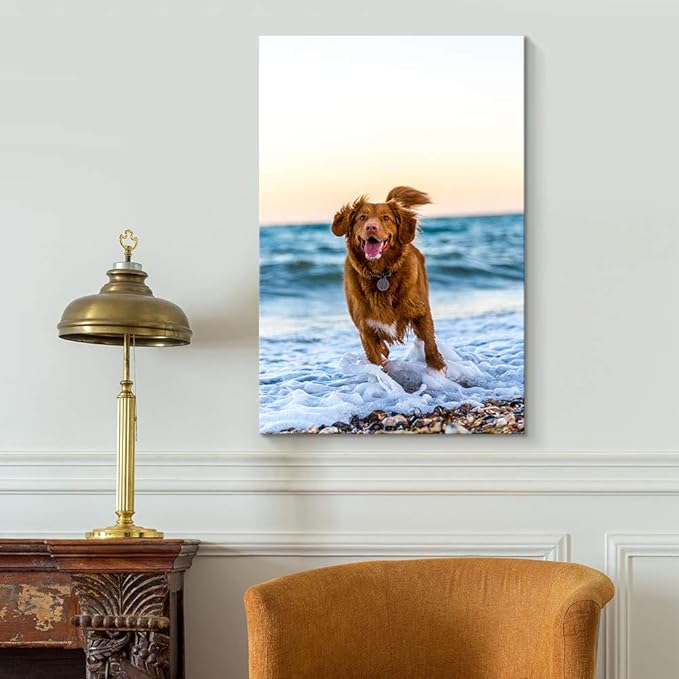 Custom Canvas Prints with Your Photos for Pet/Animal, Personalized Pictures to Canvas for Wall Framed 10x8 inches