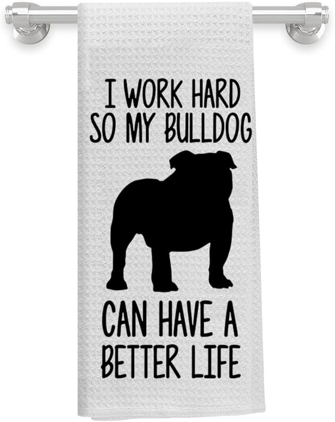 Knibeo Bulldog Kitchen Hand Towels - Bulldog Gifts, English Bulldog Gifts, Bulldog Dish Towels, Hand Towel 16x24, Tea Towels for Kitchen Decorative, Pit Bull Mom Gifts for Women