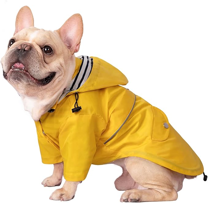 HDE Dog Raincoat Double Layer Zip Rain Jacket with Hood for Small to Large Dogs Yellow