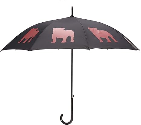 Premium English Bulldog Rain Umbrella (Red on Black) - Strong, Durable, Windproof & Resistant With Fiberglass Ribs Stick Umbrella