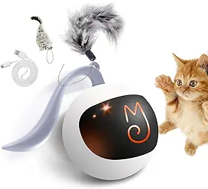 [Endless entertainment]: Migipaws cat ball toys suitable for indoor cats. Attach different accessories for a more interactive experience.Provides hours of fun and stimulation for cats of all ages. Tailor the toy to create a unique entertainment Experience and strengthen your bond with your cat.
[Motion activated]: its ball lights Up and starts Rolling in random directions as soon as it is touched, just like a small living animal, capturing the cat's attention and stimulating its natural instincts to chase, pounce and self play.engaging cats physically and showcasing their Agility and dexterity.
[Create a Distinctive and Entertaining Experience]: the toy allows you to attach accessories fluffy tail, small mice or your cat's other favorite toys to the rolling ball, creating a combination of active toys that can enhance your cat's playtime. The rolling ball provides a dynamic and interactive play experience,
[Multiple Play Options]: The touch activated rolling ball could play at carpet, or hard floor and also be placed inside the cardboard packaging box, mimicking the excitement of fishing for fish in an aquarium, cat can paw at the ball as it moves around, trying to "catch" it. Similarly, you can put the glowing ball inside a paper bag, creating a mysterious and slightly vibrating bag that sparks the cat's curiosity, encouraging it to explore and interact with its environment.
[Rechargeable]: The electric ball has a built-in rechargeable battery and can be conveniently charged by a accessory Micro-USB cable. Its electric cat ball no need to buy extra batteries.
【PS: Our free accessories' color and style are random. Also, our warranty is extended to 60 days, feel free to contact us if you have any questions.】