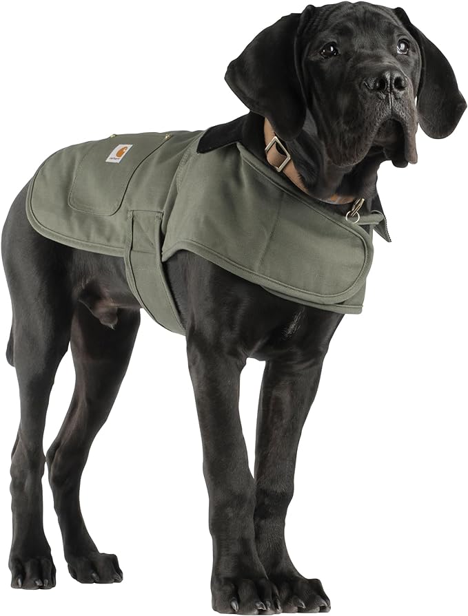 Carhartt Firm Duck Insulated Dog Chore Coat. Durable dog coat with iconic roots for the hardest working dogs
Made with firm-hand duck canvas which protects your pup in cold, windy weather
The quilted liner is a durable nylon with polyester batting for added warmth. Improved tabs at the neck and chest make it simple to take on and off
Hook and loop lined straps for chest and waist - allowing full adjustability
Sizing: Small (Chest Girth: 16"- 21") Medium (Chest Girth 22"- 28") Large (Chest Girth 25"- 38") Extra Large (Chest Girth 30"- 45") See sizing chart in images