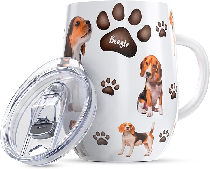 Greenline Goods 12oz Beagle Insulated Tumblers with Lids – Stainless Steel Tumblers for Hot & Cold Beverages, Elegant Coffee Tumbler Mug Design – Insulated Tumblers With Lids