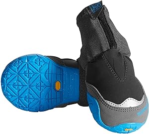 Winter boots: Protect their paws and legs from the elements and ski and snowboard edges; Ideal for cold to extreme cold weather
Icetrek outsole: Vibram Icetrek outsoles with winter-specific lug pattern give them superb traction on icy or frozen surfaces so they can run, hike, jump, and play with ease
Waterproof upper: Made with a 3-layer laminated soft-shell upper with DWR (Durable Water Repellent) coating; Weather- and wind-resistant while remaining breathable
Stretch gaiter: The pullover stretch gaiter with zippered closure keeps boots securely on paws and keeps snow out; This design also protects the cinch closure from the elements
Secure fit: A reliable hook-and-loop cinch closure system with hardware ensures a snug, secure fit on all paws