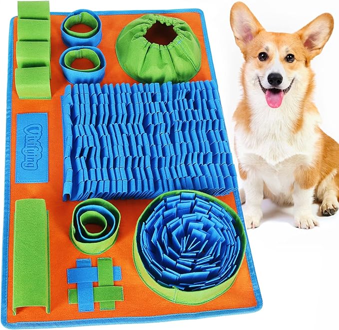 Vivifying Snuffle Mat for Dogs, Interactive Dog Puzzle Toy for Boredom and Mental Stimulation, Enrichment Feeding Game Sniff Mat Helps Dogs and Cats Slow Eating and Keep Busy