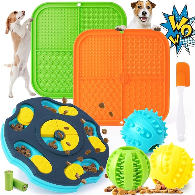 9 Pack All-Around Dog Puzzle Toy Set - Interactive Dog Enrichment Toys Mentally Stimulating Toys for Small to Medium Smart Dogs with Dog Lick Mat & Treat Balls