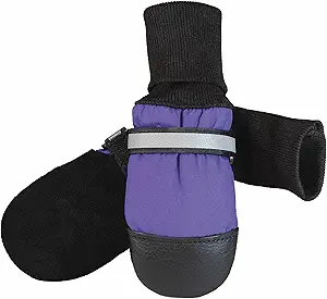 WINTER ADVENTURE BOOTS: The original dog boot, since 1994; Original Fleece-Lined Muttluks dog boots provide winter warmth and a “pawsitive” winter experience for you and your dog; Protects dog's paws from winter hazards such as ice, cold, salt or snow; Ideal for extreme cold and winter weather conditions
BLIZZARD PROOF WINTER WARMTH: Hi-tech waterproof, breathable and windproof softshell outer fabric with fleece inner-lining ensures warm paws on the coldest of winter play days; Say goodbye to snowballs between toes, uncomfortably cold or cracked paws from ice, cold, salt and snow
FLEXIBLE SOLES: Specially treated leather enhances your dog's comfort by adapting to paw movement and the uniqueness of individual paw shapes; The result is “barefoot” comfort that's “pawsitively” comfortable
REFLECTIVE ACCENTS: Increased safety and nighttime visibility for those adventures that continue long after the sun goes down
TRULY CANADIAN: Original Fleece-Lined Muttluks, the boots that started it all, have been lovingly made in Canada with legendary Canadian quality and care since 1994; As truly Canadian as maple syrup, it has stood the test of time as a Canadian favourite