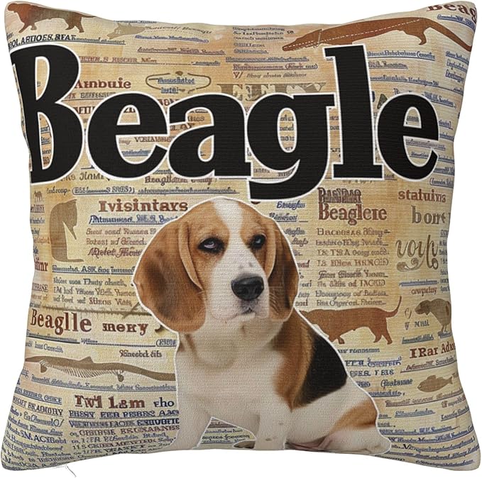 Yaateeh Beagle Dog Throw Pillow Covers Decorative 18x18 Inch Pillowcase Square Cushion Cases for Home Sofa Bedroom Livingroom