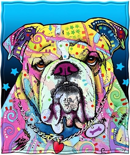 Dawhud Direct Dean Russo Bulldog Throw Blanket - 50x60-Inch Soft Plush Dog Blanket for Bed and Couch - Cozy and Vibrant Bulldog Fleece Blanket for Women, Men, and Kids - Thoughtful Gift for Dog Lovers