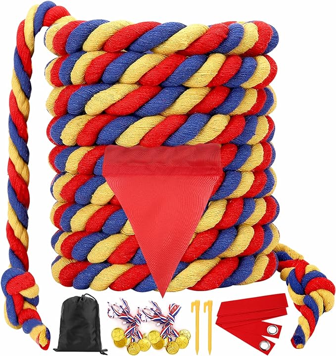 Field Day Tug of War Rope for Kids and Adults, Outdoor Lawn Yard Family Reunion Birthday Party Games, Outside Backyard Camping Picnic Games, Backyard Carnival Games Fun for Team Building Activities