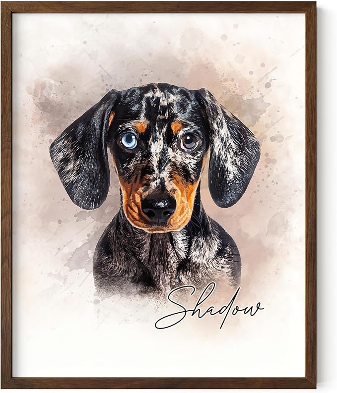 
HAUS AND HUES Create Your Own Custom Pet Portrait in Watercolor - Upload an Image of Your Favorite Pet Dog Memorial Gifts for Loss of Dog - Made in the USA...