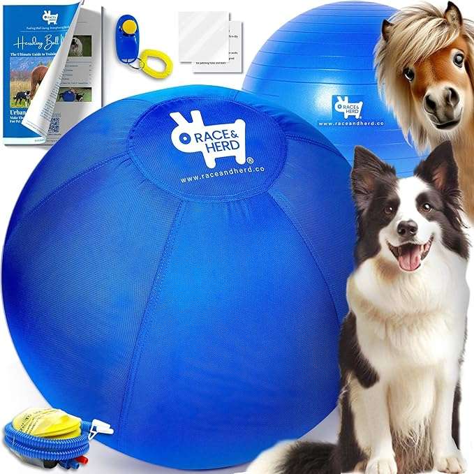 🐑DURABLE: Herding ball for dogs features patented DUGADOX dual-layer tough cover & PVC herd ball
🐑VISIBLE: Blue /Yellow herding ball enhances dogs visibility for engaging playtime herding balls
🐑SAFETY: Herding balls are CA 65 certified, anti-burst technology safe for herding dog ball play
🐑IACP SYLUBUS: Herding ball for dogs comes with IACP USA certified training book, learn to herd
🐑SECURE ZIPPER: Dual seam-sealed zipper with a head hood keep the herding ball secure & safe
🐑SIZEVARIETY: Multiple sizes, small, medium dogs or large herding balls for German Shepherds
🐑AGILITY: Boosts coordination with herding ball for dogs, large herding balls & collie balls
🐑INSTINCTIVE PLAY: Herding ball designed without a handle prevents injuries during herding
🐑ALL DOG BREEDS: Dog herding ball built to last for all like Australian Shepherds & Collies