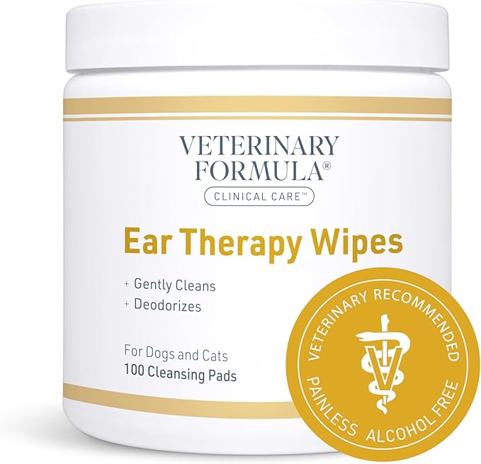 SUPPORTS HEALTHY EARS - Gently wipe your pet's outer ear to help remove dirt and debris that builds up and can lead to infection. Deodorize foul odors and keep moisture out that causes smelly ears.
GENTLE FOR SENSITIVE EARS - Our cat and dog ear wipes are alcohol-free, non-irritating, and soft making them suitable for sensitive ears and gentle enough for frequent use.
QUICK & SIMPLE ROUTINE - Our ear wipes for dogs and cats are convenient, round, textured pads that can be easily handled to clean the outer canal without hassle or disturbing pet's routine.
FOR DOGS & CATS - Good for both dogs and cats over 12 weeks old. Pair with Ear Therapy dog ear wash for a deeper cleaning of the inner canal and avoid further buildup and debris.
EFFECTIVE & AFFORDABLE – Our premium products are high-quality at an affordable price. We know dogs and cats are more than just pets because we are pet parents too.