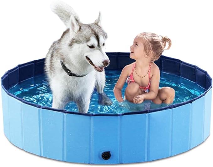 Jasonwell Foldable Dog Pet Bath Pool Collapsible Dog Pet Pool Bathing Tub Kiddie Pool Doggie Wading Pool for Puppy Small Medium Large Dogs Cats and Kids 48" Blue