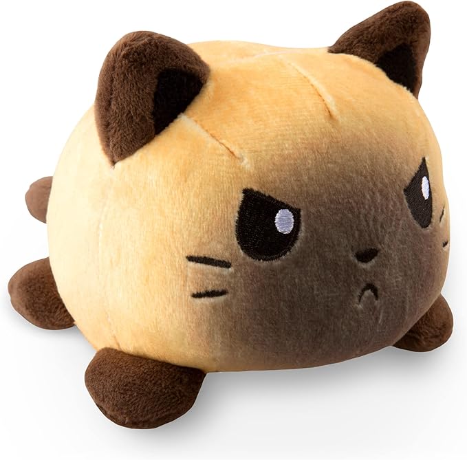 TeeTurtle - The Original Reversible Cat Plushie - Siamese - Cute Sensory Fidget Stuffed Animals That Show Your Mood