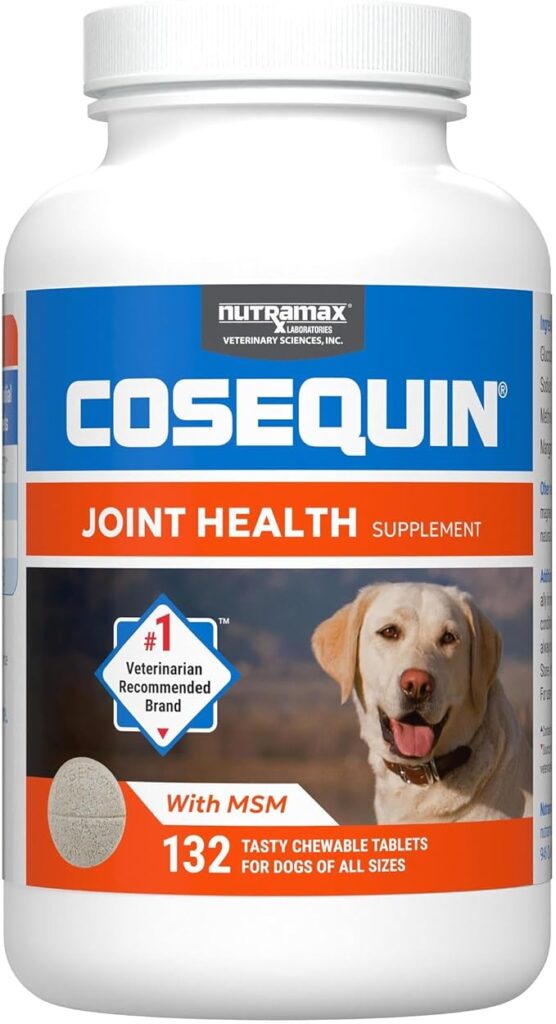 Nutramax Laboratories Cosequin Maximum Strength Joint Health Supplement for Dogs - With Glucosamine, Chondroitin, and MSM, 132 Chewable Tablets