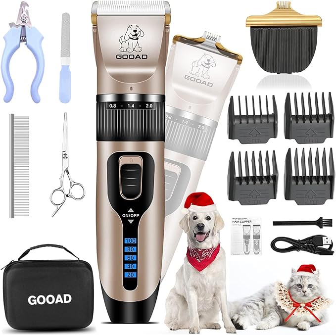 Dog Clippers Grooming Kit and Paw Trimmer,Cordless,Low Noise, Electric Quiet,Rechargeable, Dog Trimmer Grooming Tool, Pet Hair Clippers for Thick Coats,Shaver for Small and Large Dogs Cats