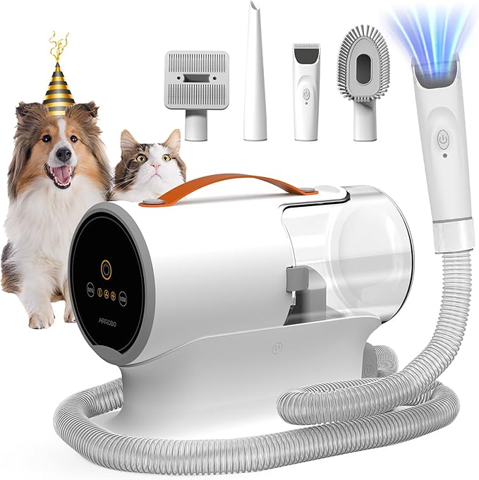 AIRROBO Dog Grooming Vacuum, Dog Grooming Kit,12000Pa Strong Pet Grooming Vacuum for Dogs, 2L Large Capacity Dog Vacuum for Shedding Grooming Hair, Dog Hair Vacuum, 5 Pet Grooming Tools, Quiet,PG100