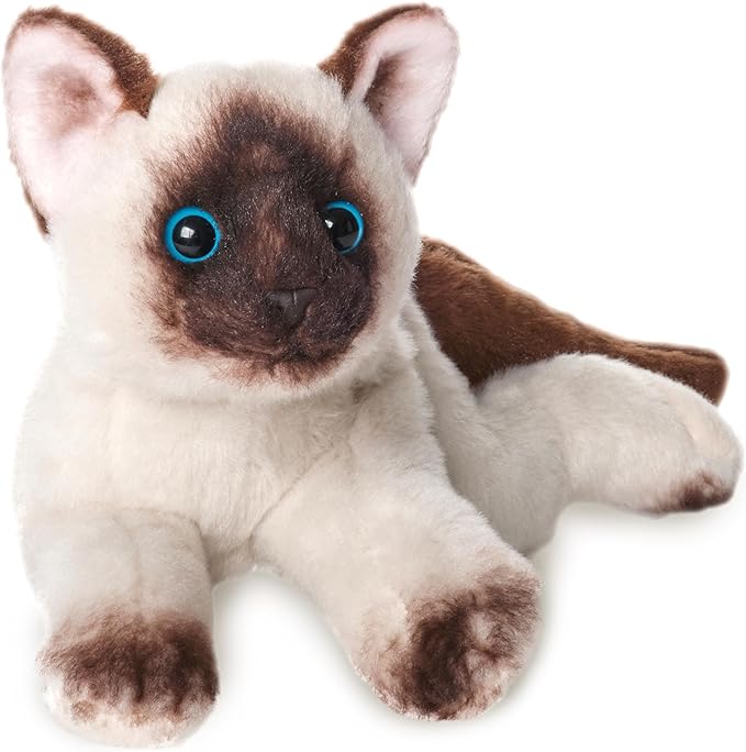 Bearington Collection Lil’ Cleo Siamese Cat: Hand-Sewn 8” Long Stuffed Plush Cat with Ultra-Soft Faux-Fur,Fuzzy Paws & Premium Fill, Birthday, Anniversary, Valentine’s Day Gift for Animal Lovers